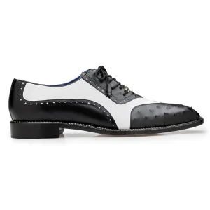 Belvedere Exotic Skin Shoes Belvedere Sesto in Black/White Alligator Calf Oxfords