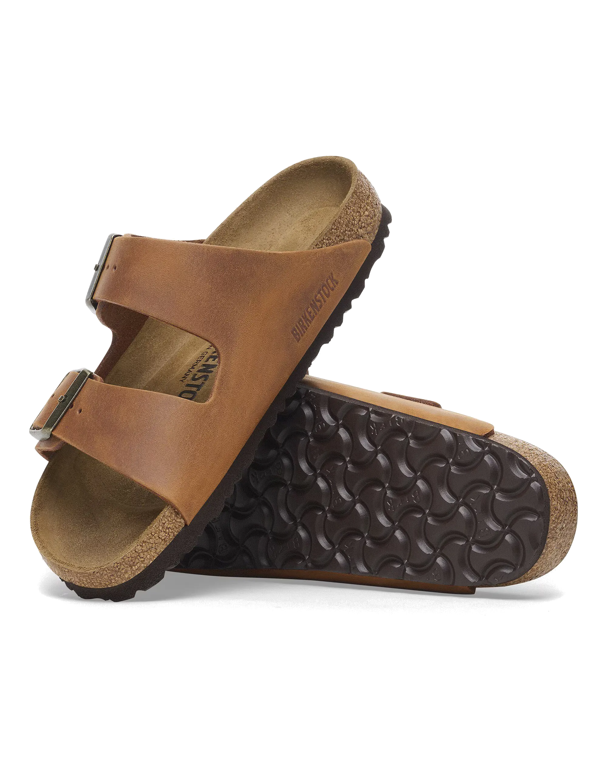 Sandales Birkenstock Arizona en cuir naturel huilé couleur cognac