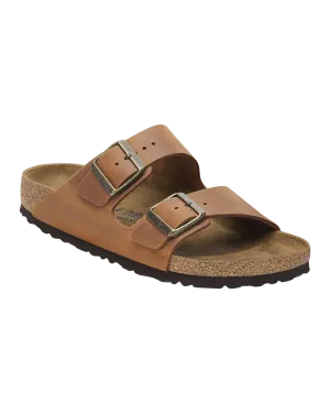 Birkenstock Shoes Arizona Natural Leather Oiled Sandals in Cognac