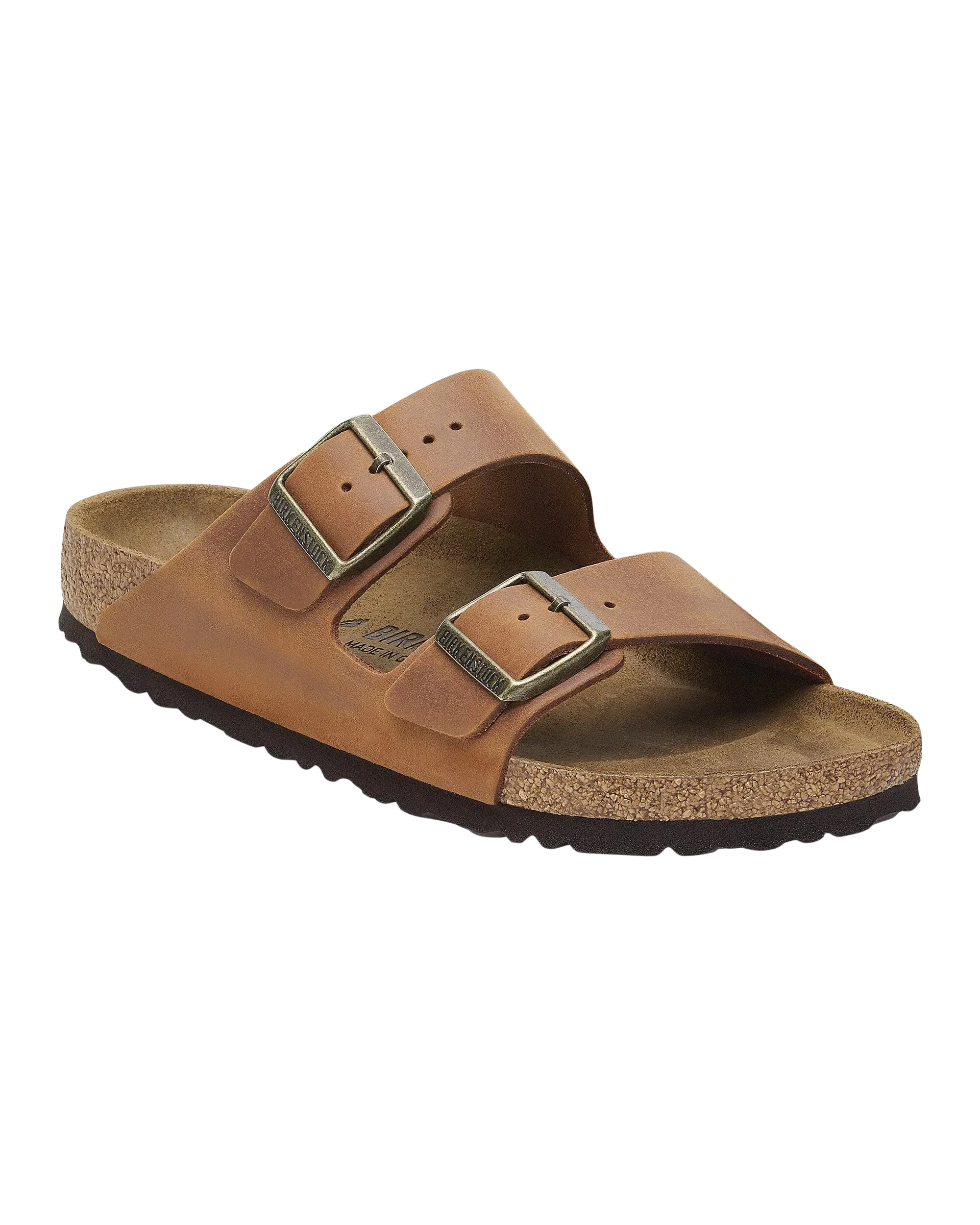Sandales Birkenstock Arizona en cuir naturel huilé couleur cognac