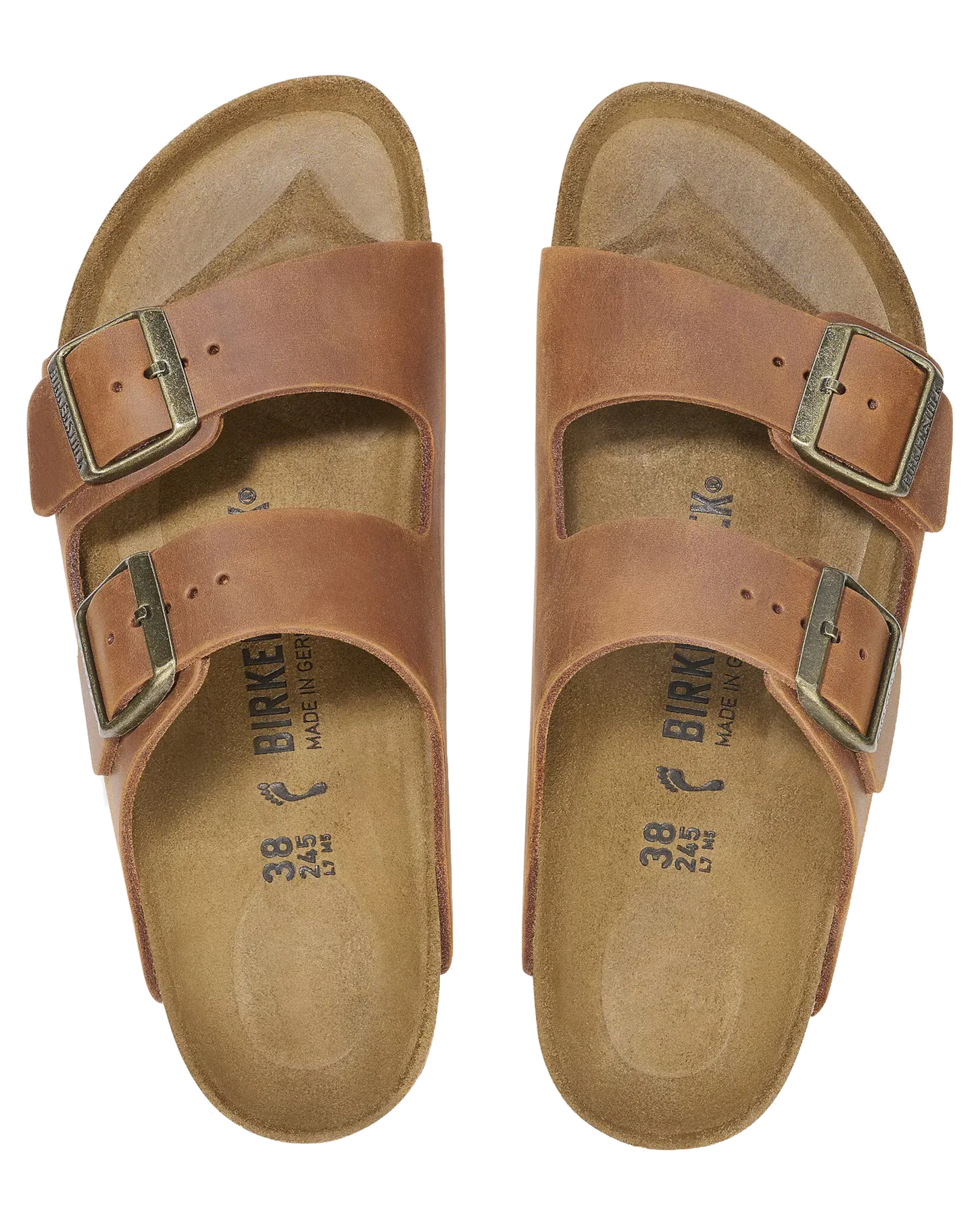 Sandales Birkenstock Arizona en cuir naturel huilé couleur cognac