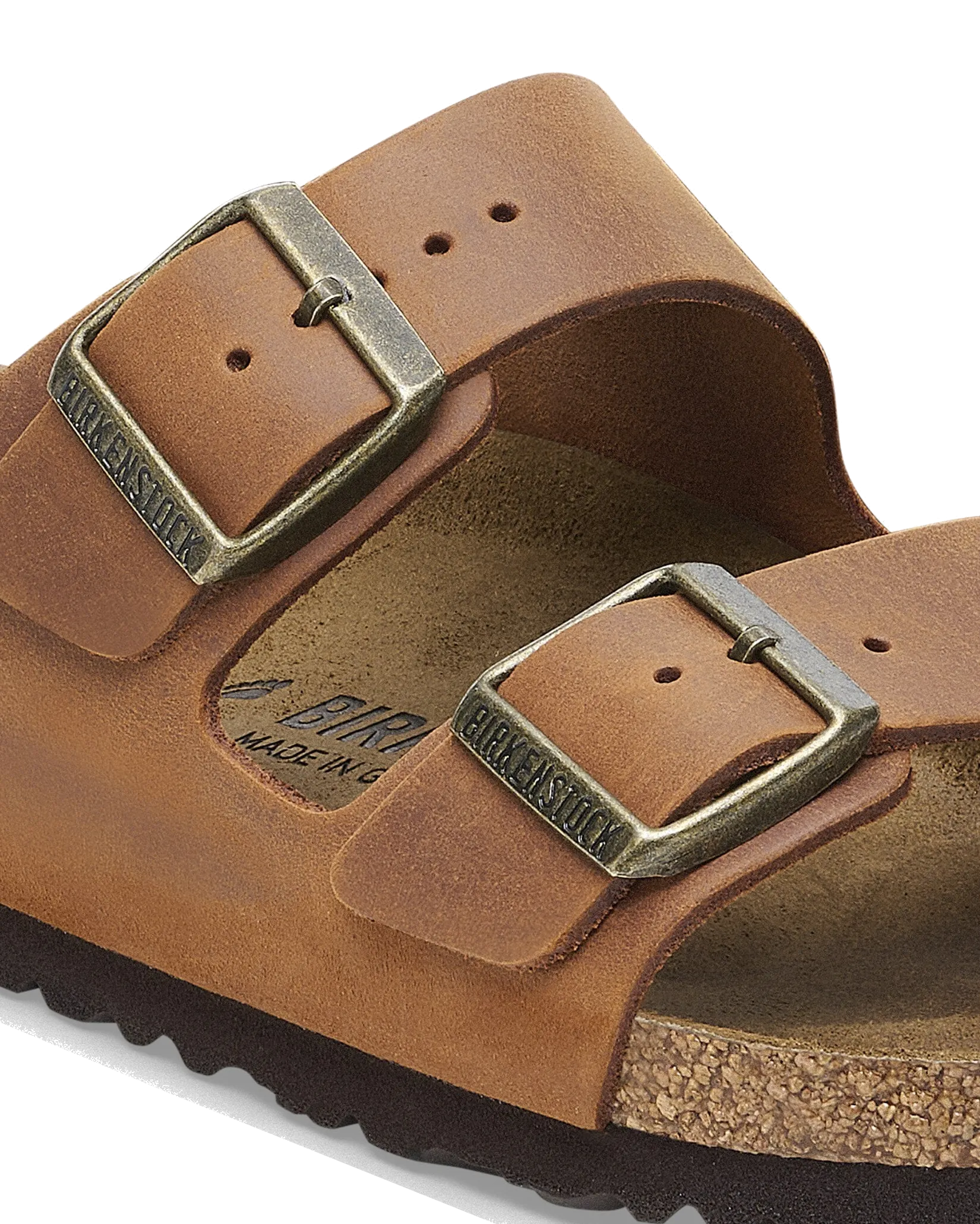 Sandales Birkenstock Arizona en cuir naturel huilé couleur cognac