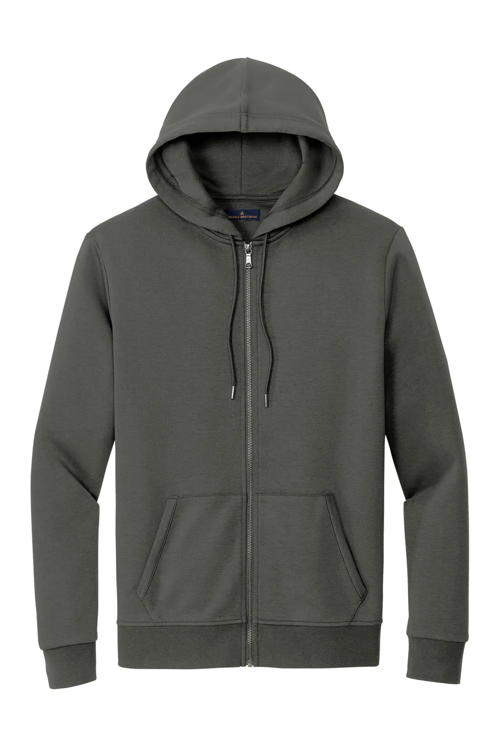 Brooks Brothers Sweat à capuche homme en double tricot avec fermeture éclair et poches - Gris Windsor