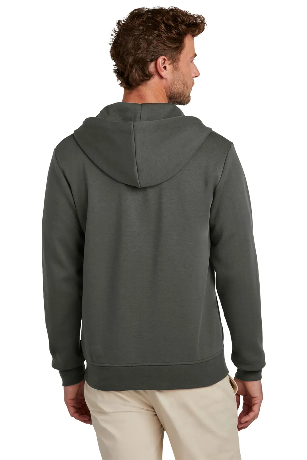Brooks Brothers Sweat à capuche homme en double tricot avec fermeture éclair et poches - Gris Windsor