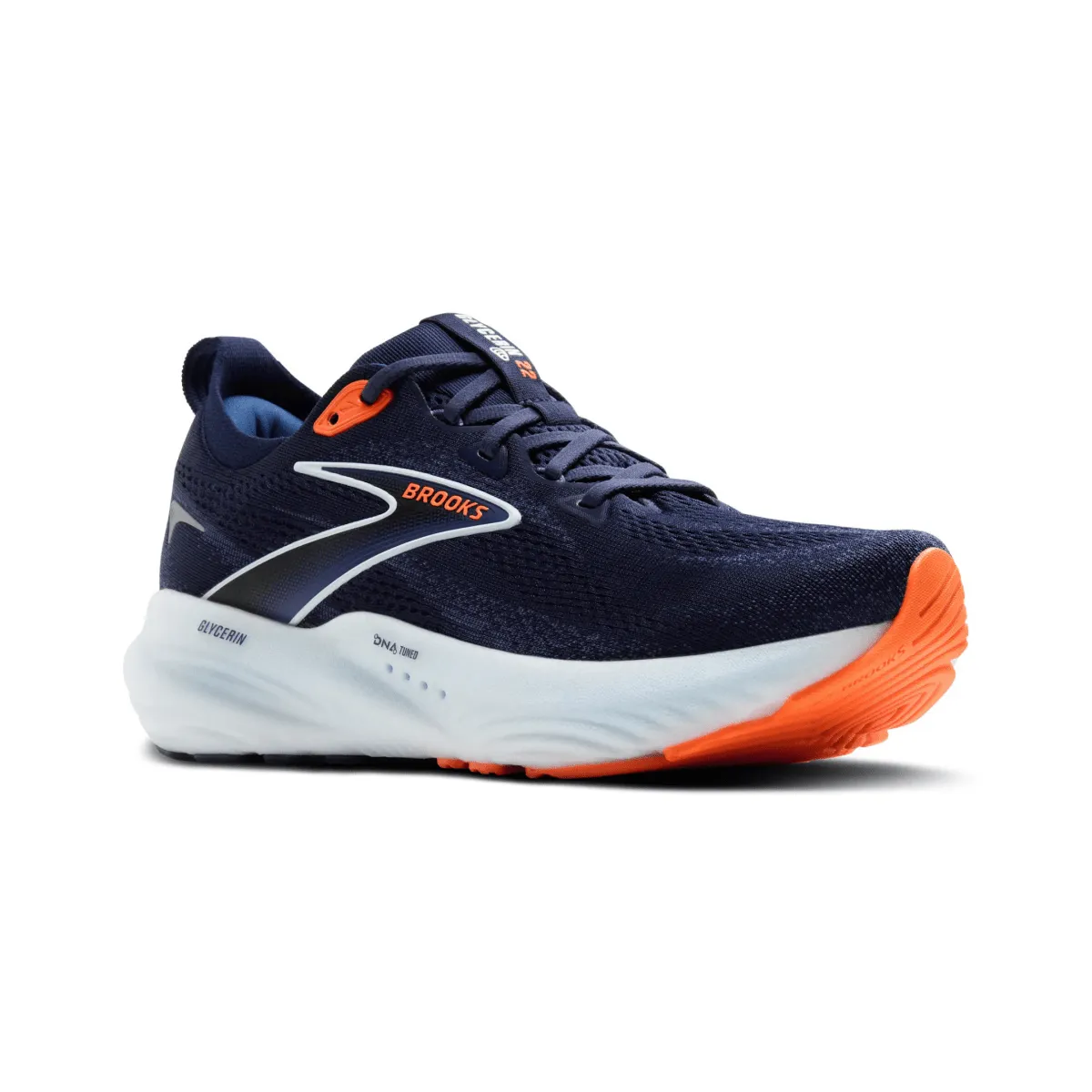 Brooks Glycerin 22 pour Homme en Peacoat/Bleu Ruban/Orange