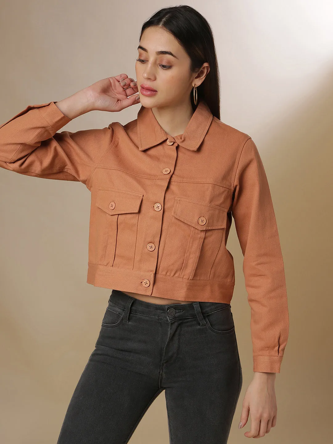 Veste en denim décontractée solide et élégante pour femmes Campus Sutra
