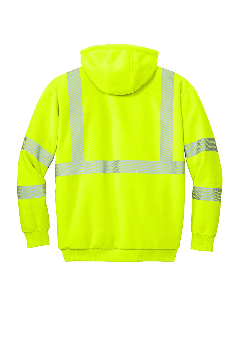 Carhartt Sweat à capuche imperméable ANSI 107 Classe 3 pour hommes avec fermeture éclair complète et poches - Vert lime vif