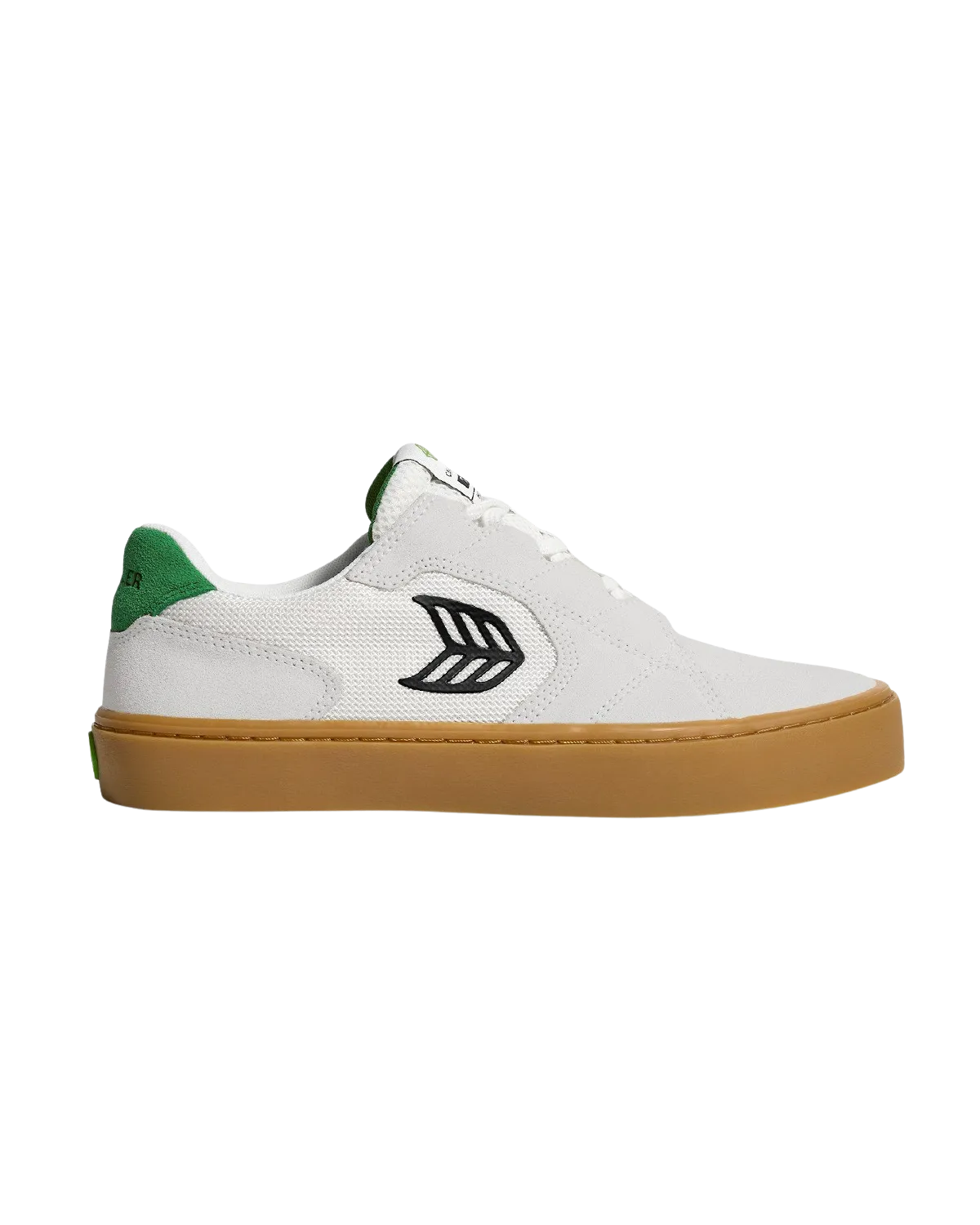 Chaussures Cariuma Hoefler T20 Pro en Blanc Fumé Gomme, Vert & Noir