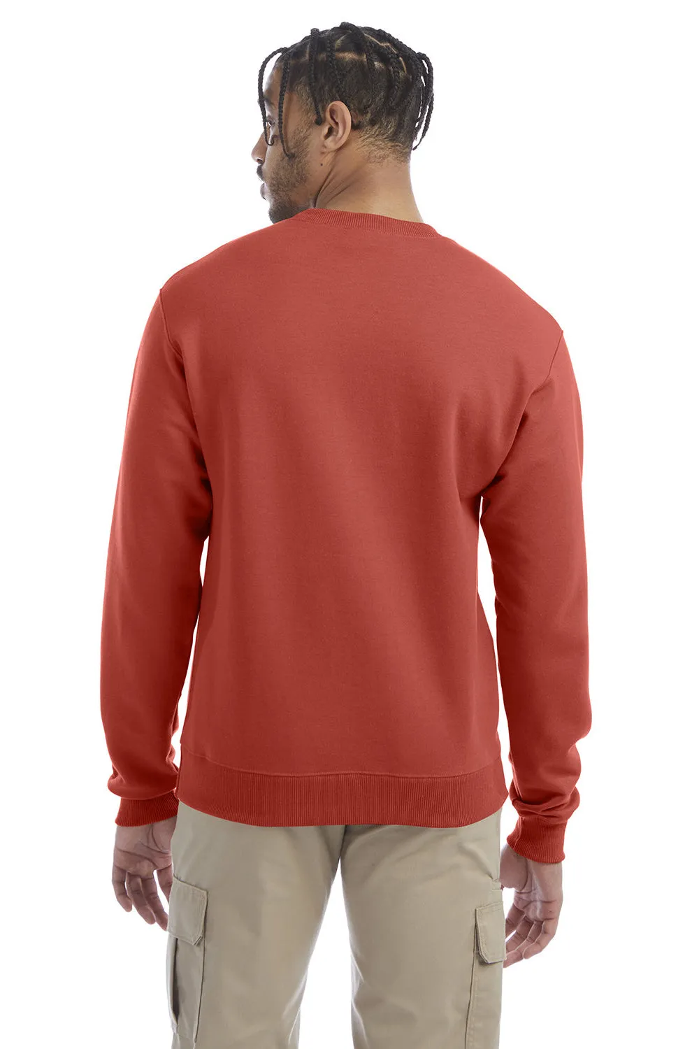 Champion Sweat-shirt à col rond en polaire anti-humidité éco Double Dry pour homme - Rouge Argile