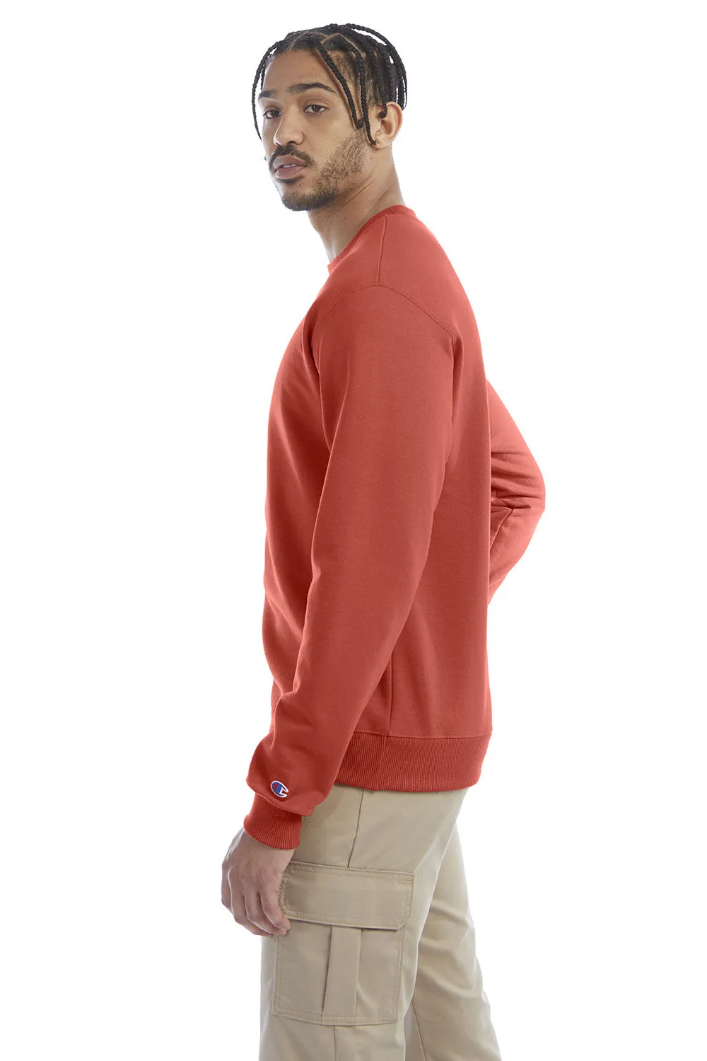 Champion Sweat-shirt à col rond en polaire anti-humidité éco Double Dry pour homme - Rouge Argile