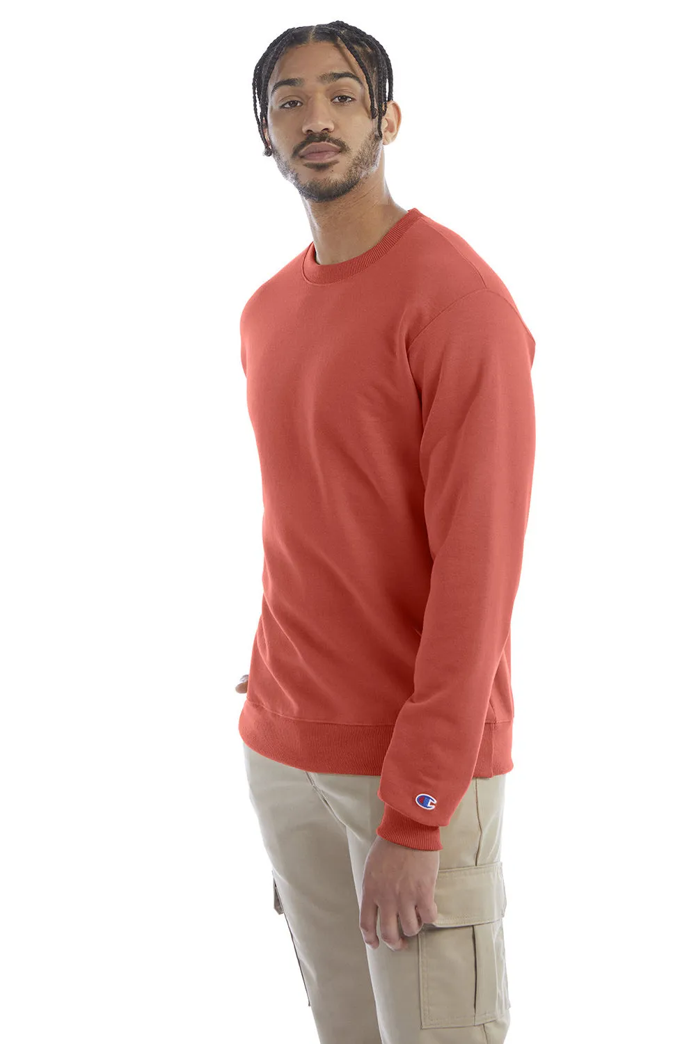 Champion Sweat-shirt à col rond en polaire anti-humidité éco Double Dry pour homme - Rouge Argile
