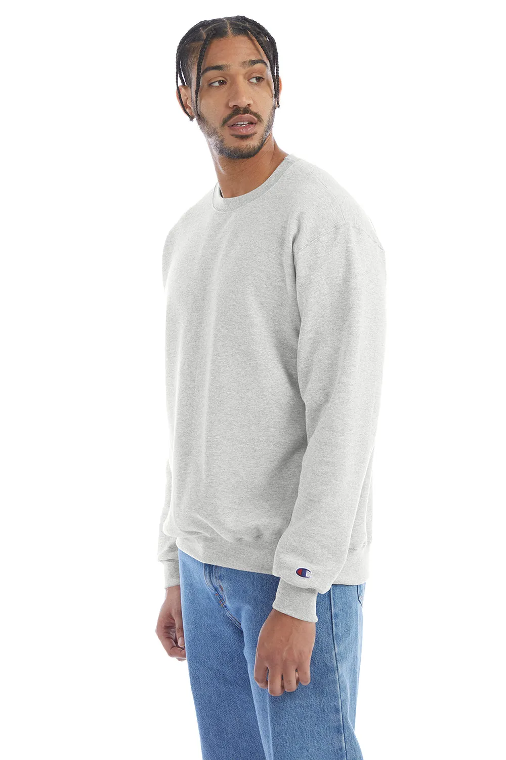 Champion Sweat-shirt à col rond en polaire anti-humidité éco Double Dry pour homme - Gris argenté