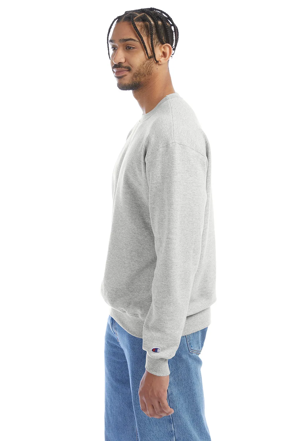 Champion Sweat-shirt à col rond en polaire anti-humidité éco Double Dry pour homme - Gris argenté