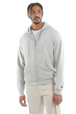 Champion Mens Double Dry Eco Moisture Wicking Fleece Full Zip Hooded Sweatshirt Hoodie w/ Pockets - Silver Grey