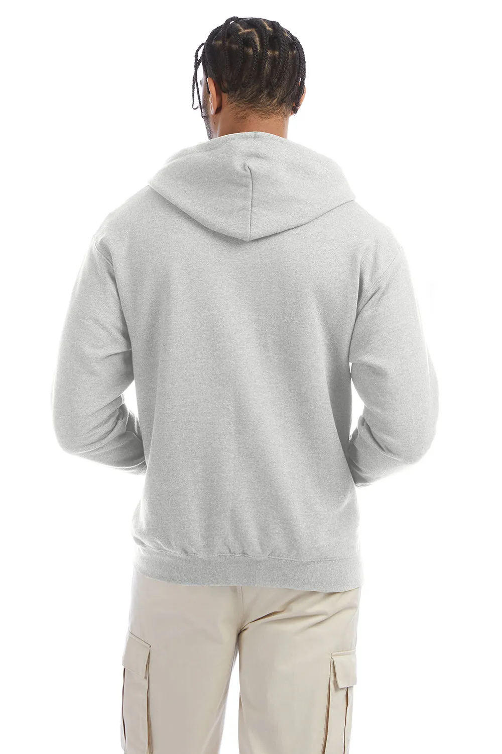 Champion Sweat à capuche homme en polaire double séchage éco anti-humidité avec fermeture éclair et poches - Gris argenté