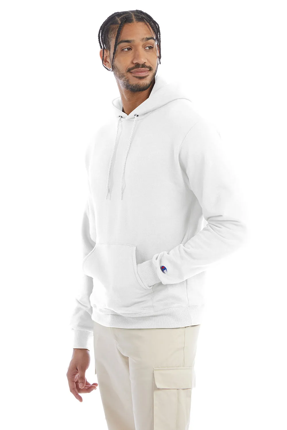 Champion Sweat à capuche pour homme en polaire double séchage éco anti-humidité avec poche kangourou - Blanc
