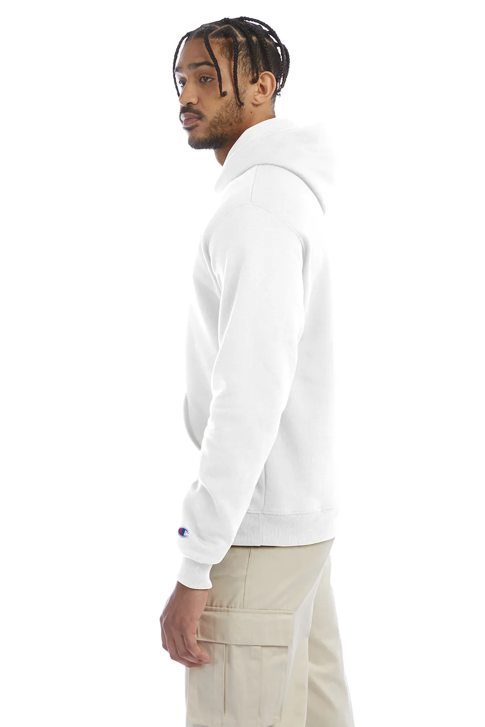 Champion Sweat à capuche pour homme en polaire double séchage éco anti-humidité avec poche kangourou - Blanc