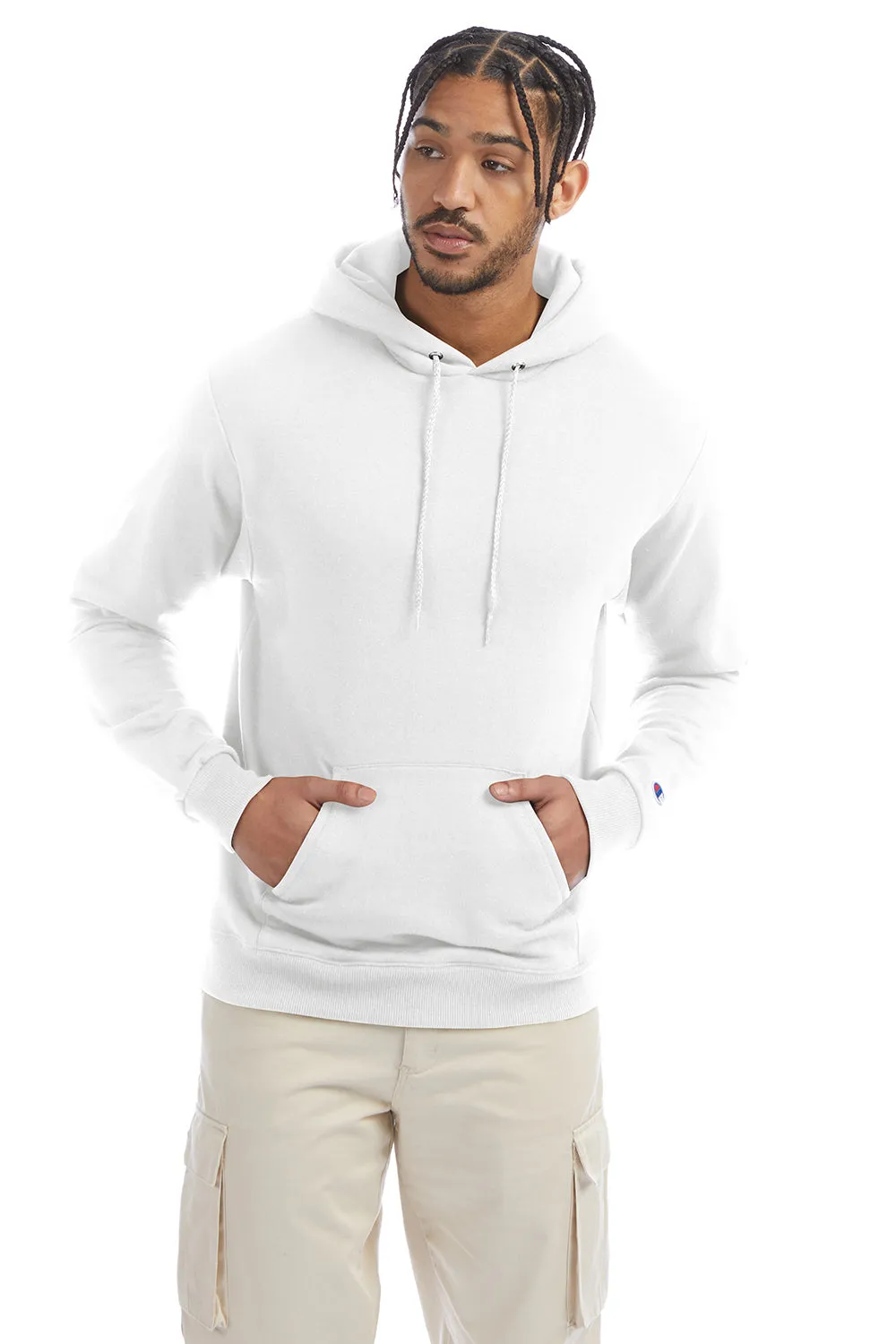 Champion Sweat à capuche pour homme en polaire double séchage éco anti-humidité avec poche kangourou - Blanc