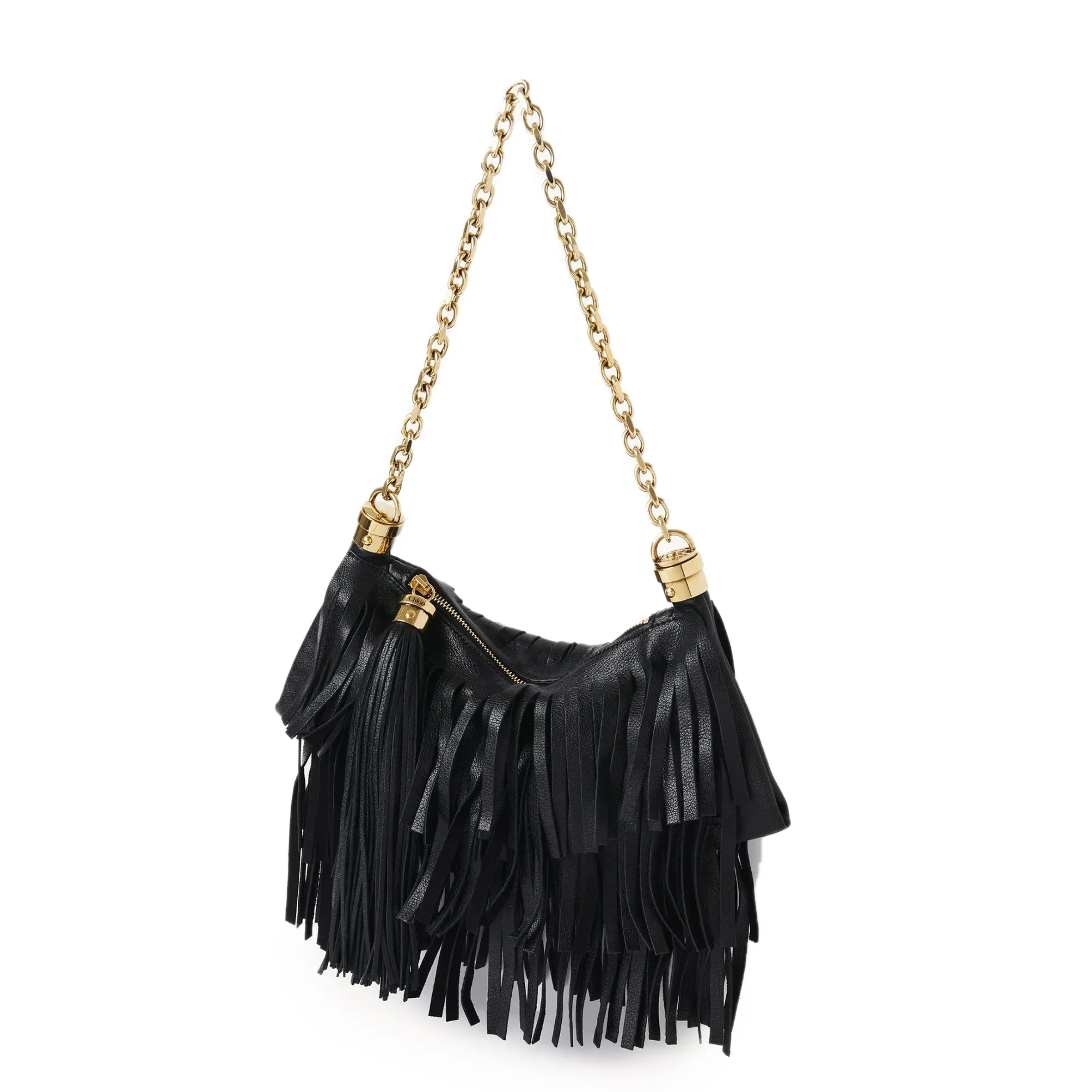 Chloé Sacs Petit Foulard Frange Petit, Noir
