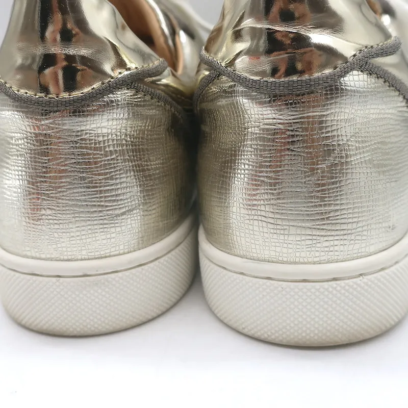 Christian Louboutin Vieira Spike Sneakers Imprimé Léopard Doré Métallisé Taille 37.5