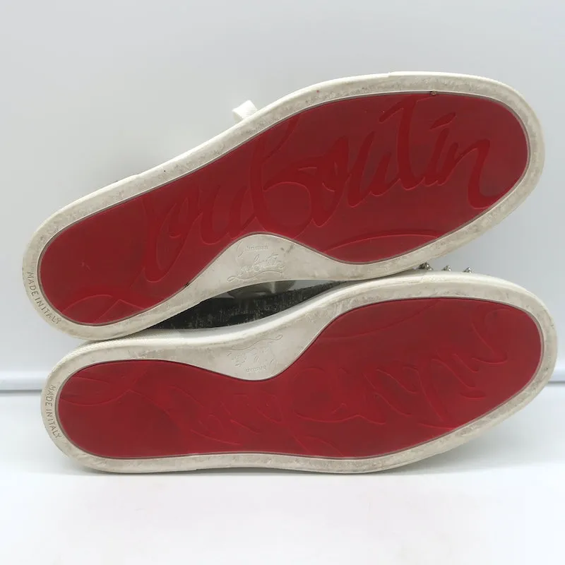 Christian Louboutin Vieira Spike Sneakers Imprimé Léopard Doré Métallisé Taille 37.5