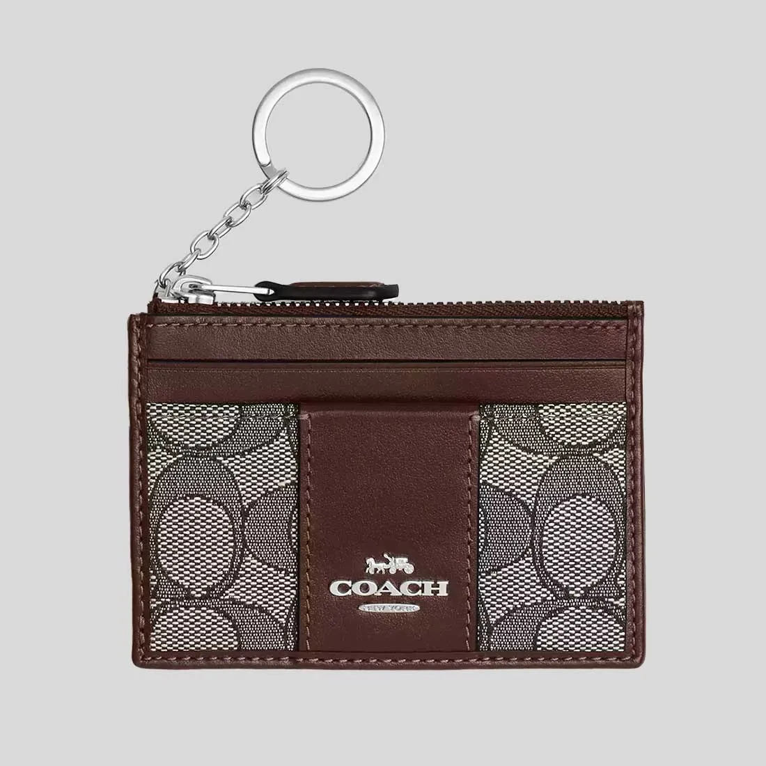 Sac COACH Mini Id Skinny En Jacquard Signature Chêne/Érable CU988