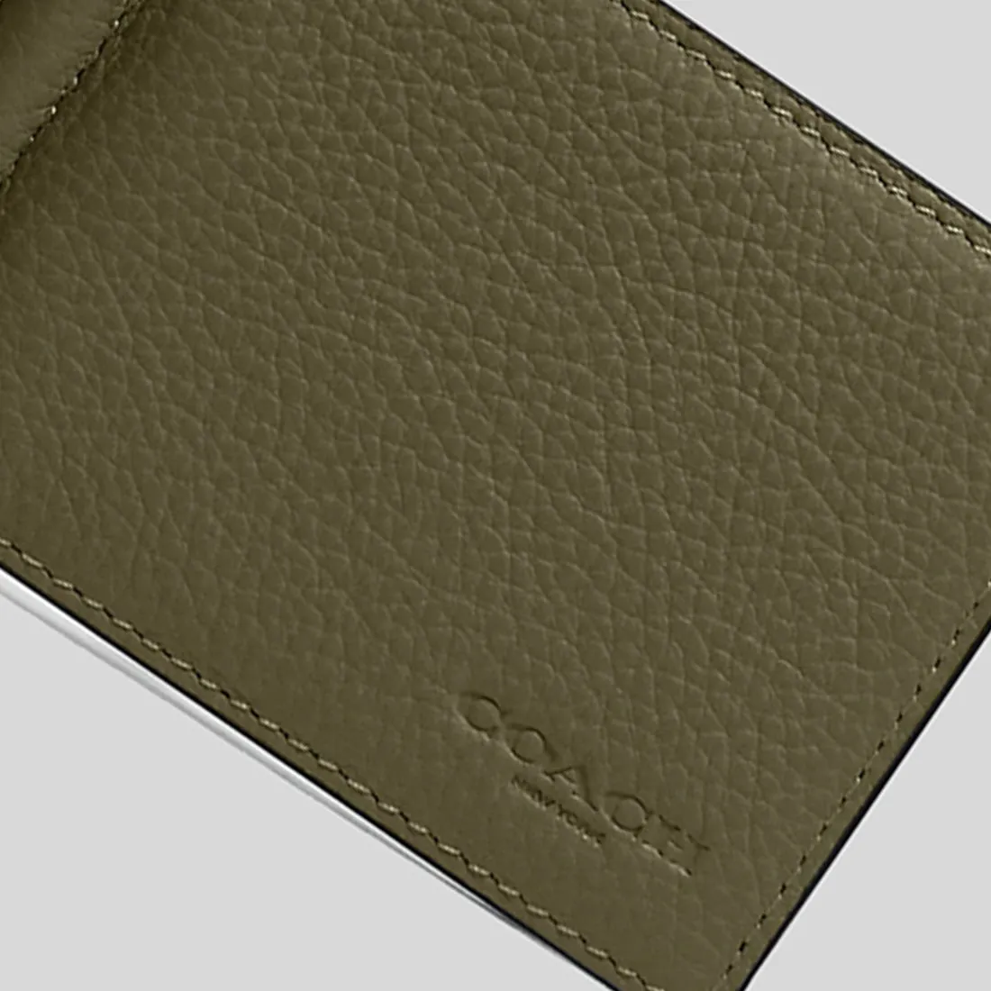 Portefeuille Coach avec pince-billets mince couleur vert olive CH090