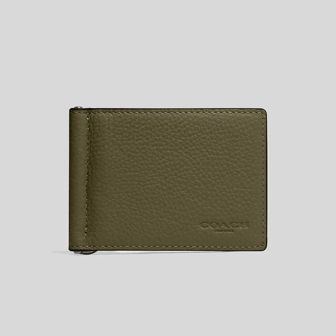 Portefeuille Coach avec pince-billets mince couleur vert olive CH090