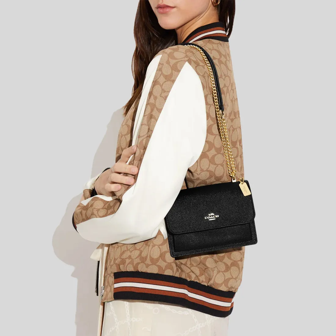 Sac Bandoulière Mini Klare en Cuir Crossgrain COACH Noir C9949