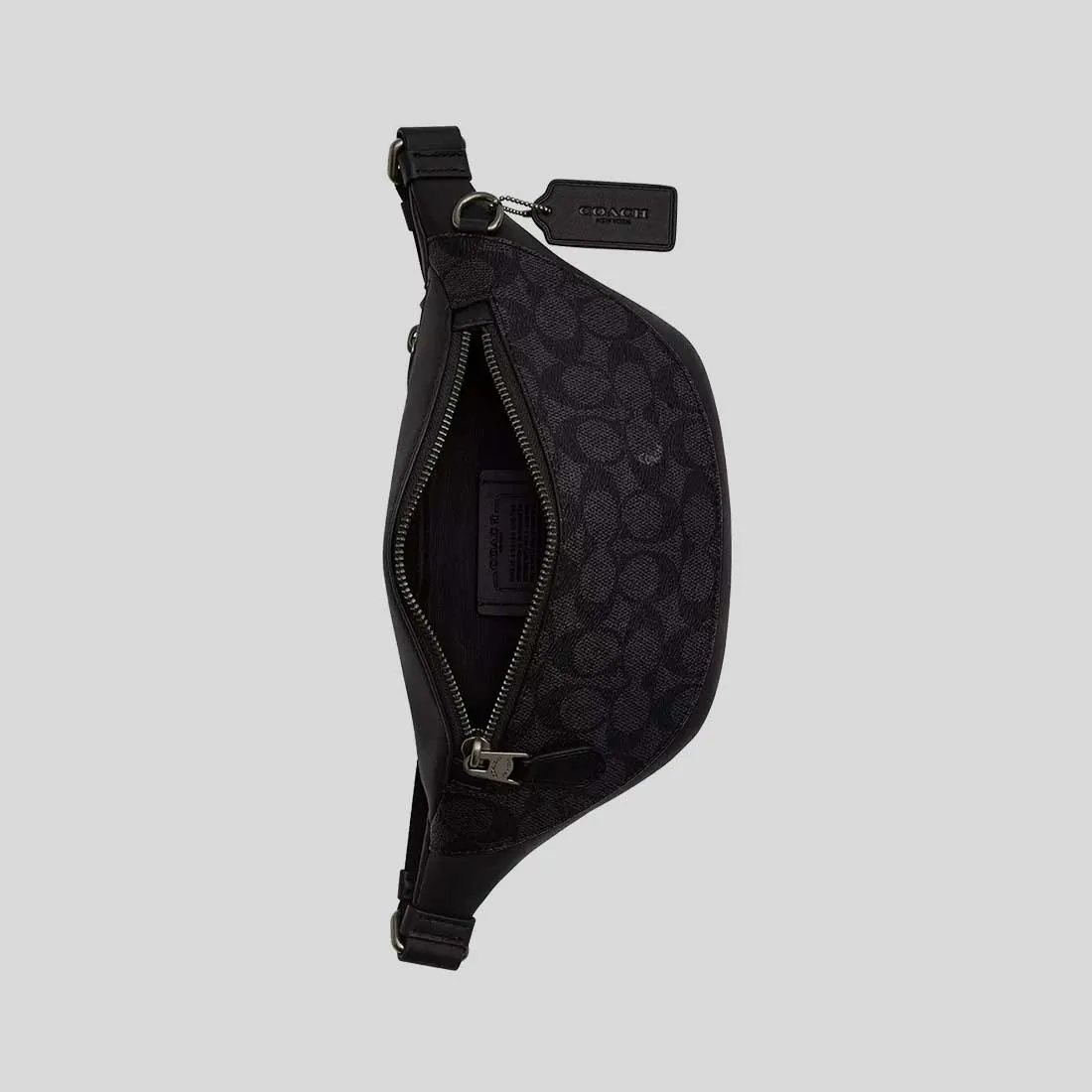 Sac bandoulière Coach COACH Warren Mini Sac ceinture en toile Signature Charbon/Noir CW369