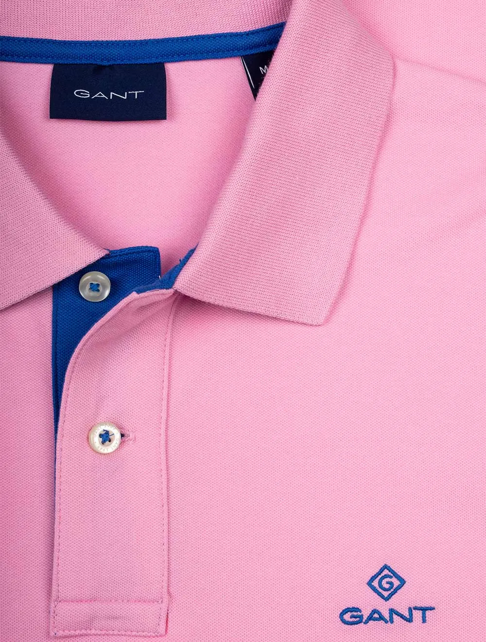 Polo à col contrasté piqué rose vif