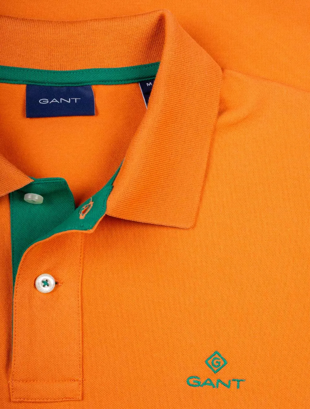 Polo à col contrasté en piqué Orange Citrouille