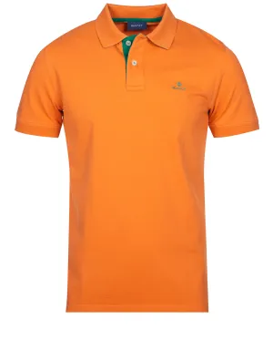 Contrast Collar Piqué Polo Shirt Pumpkin Orange