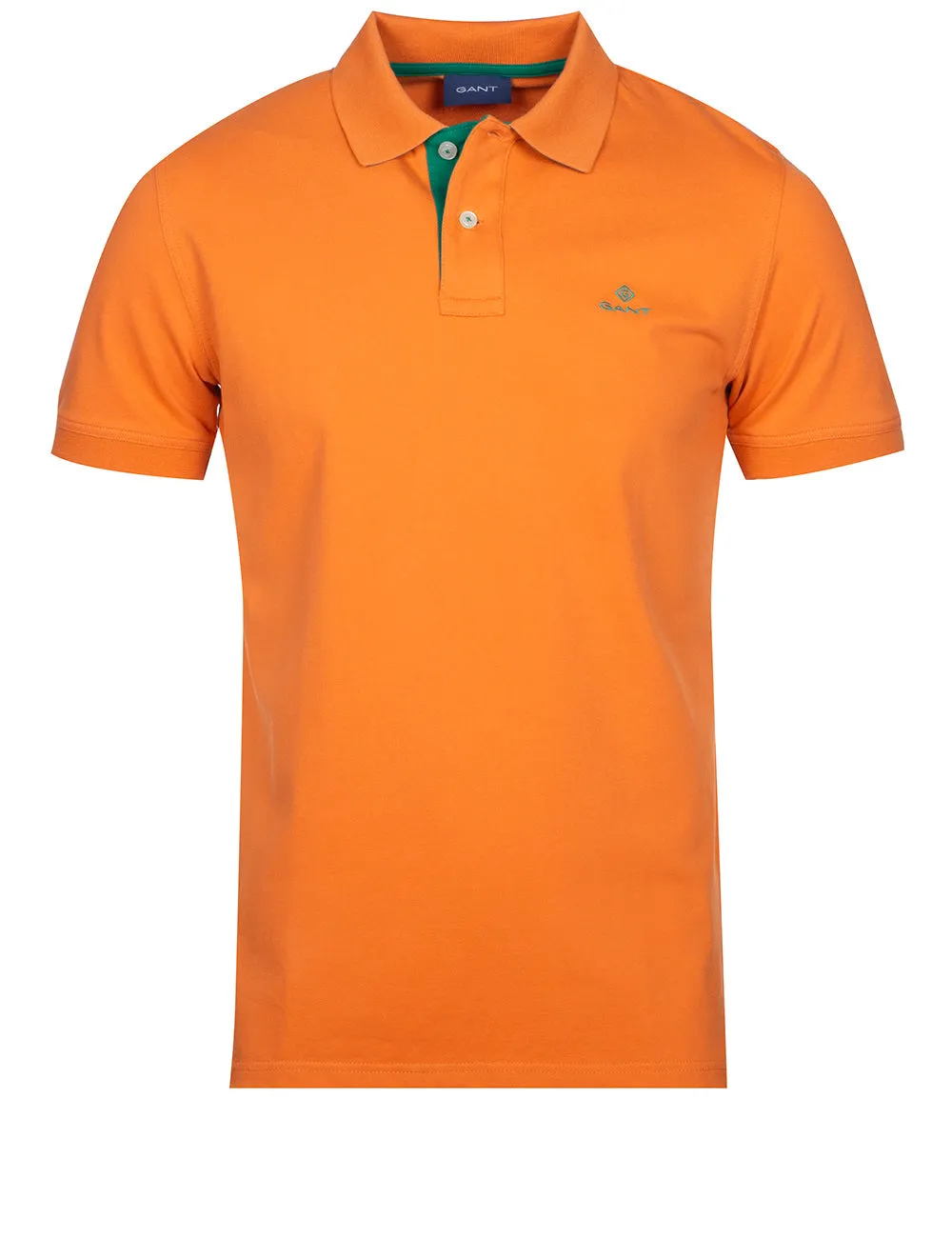 Polo à col contrasté en piqué Orange Citrouille
