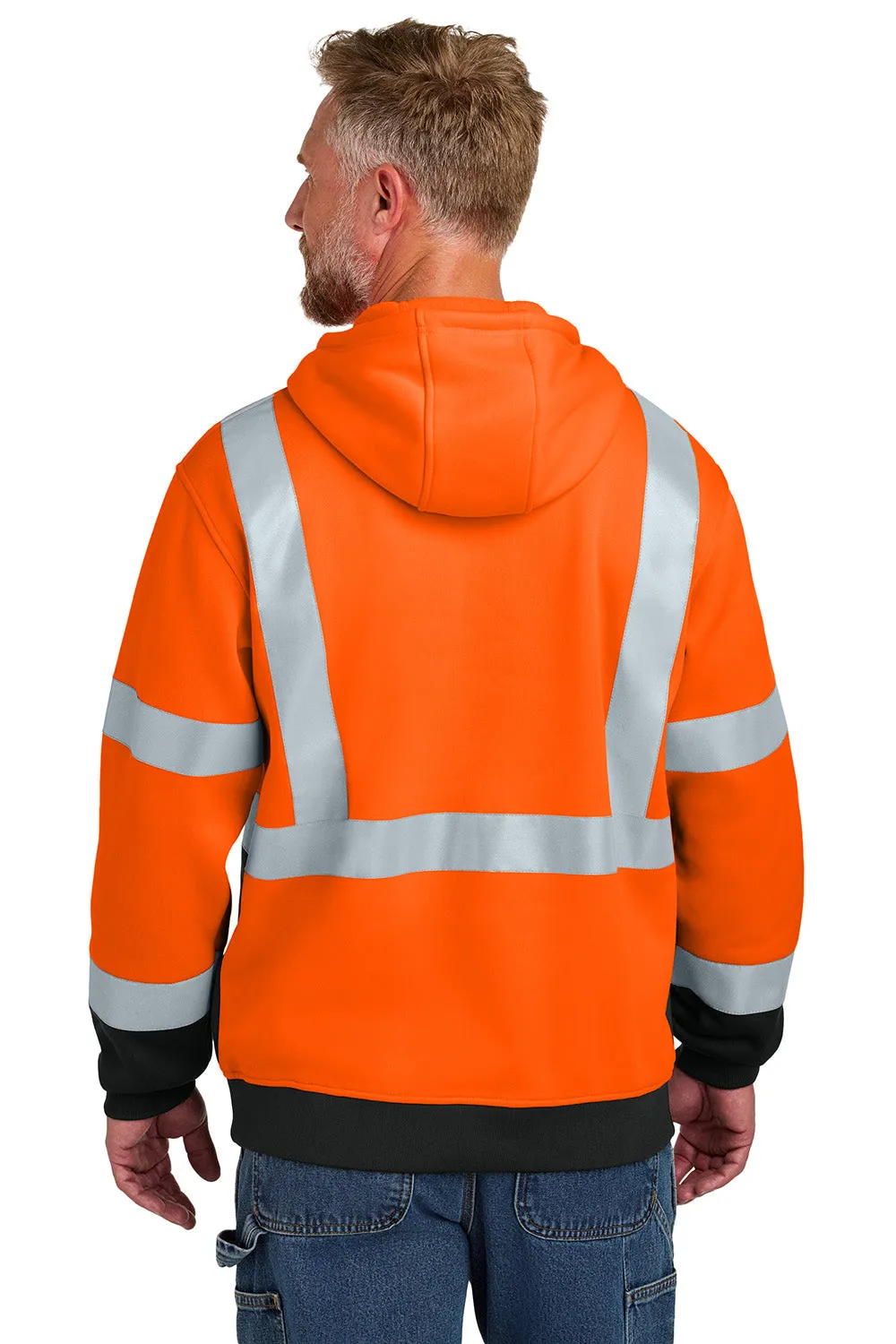 CornerStone Sweat à capuche pour hommes en polaire lourde avec poche kangourou - Classe 3 ANSI 107 - Orange sécurité