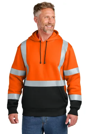 CornerStone Mens ANSI 107 Class 3 Heavy Duty Fleece Hooded Sweatshirt Hoodie w/ Pouch Pocket - Safety Orange