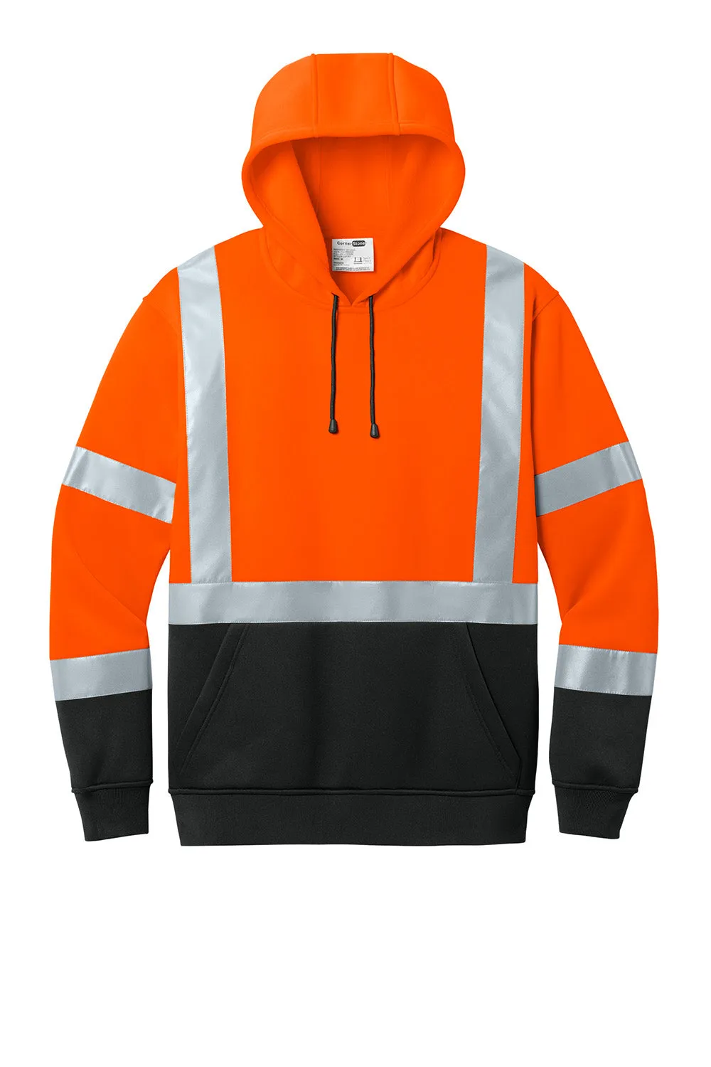 CornerStone Sweat à capuche pour hommes en polaire lourde avec poche kangourou - Classe 3 ANSI 107 - Orange sécurité