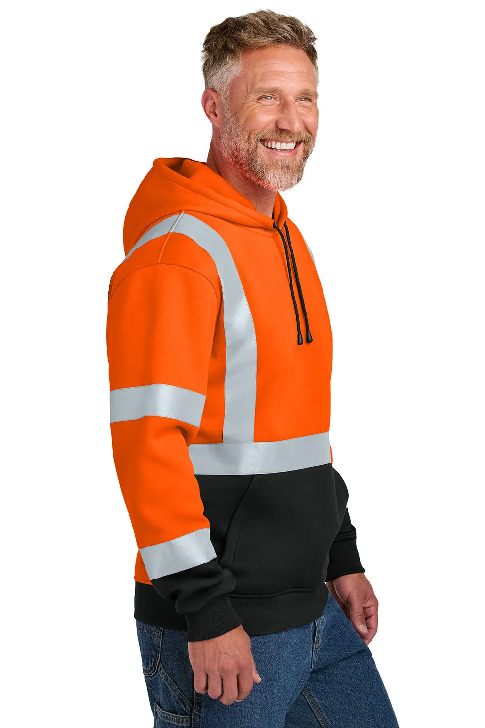 CornerStone Sweat à capuche pour hommes en polaire lourde avec poche kangourou - Classe 3 ANSI 107 - Orange sécurité