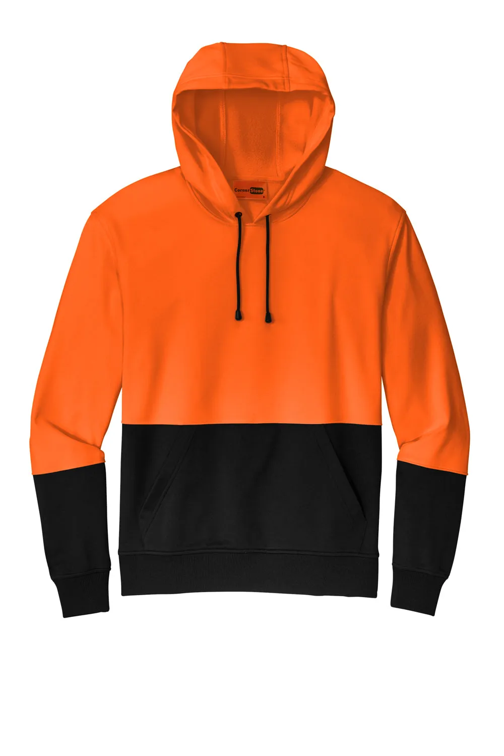 CornerStone Sweat à capuche pour hommes avec poche kangourou - visibilité accrue et évacuation de l'humidité - Orange sécurité