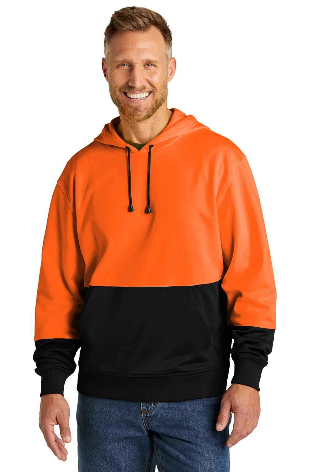 CornerStone Sweat à capuche pour hommes avec poche kangourou - visibilité accrue et évacuation de l'humidité - Orange sécurité