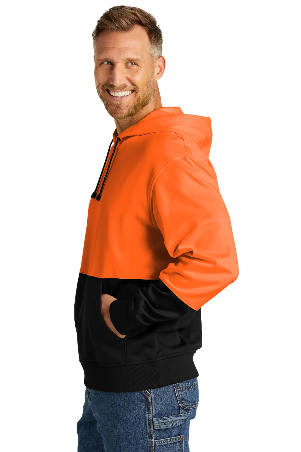 CornerStone Sweat à capuche pour hommes avec poche kangourou - visibilité accrue et évacuation de l'humidité - Orange sécurité