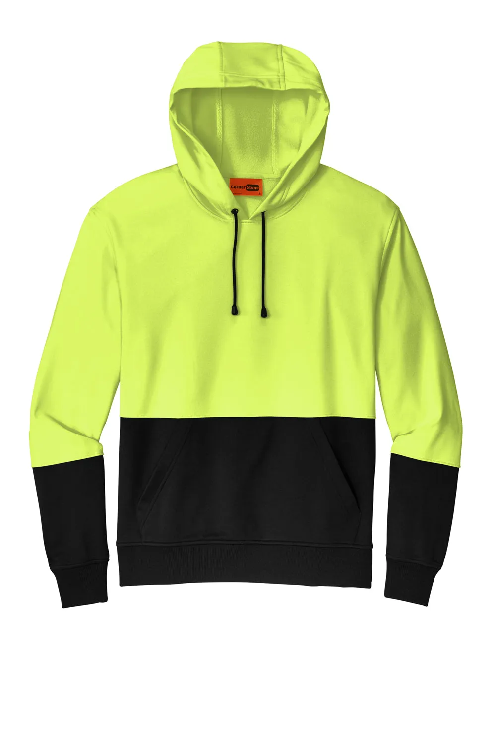 Pull à capuche en polaire pour hommes CornerStone avec poche kangourou - Jaune de sécurité, évacuation de l'humidité et visibilité accrue