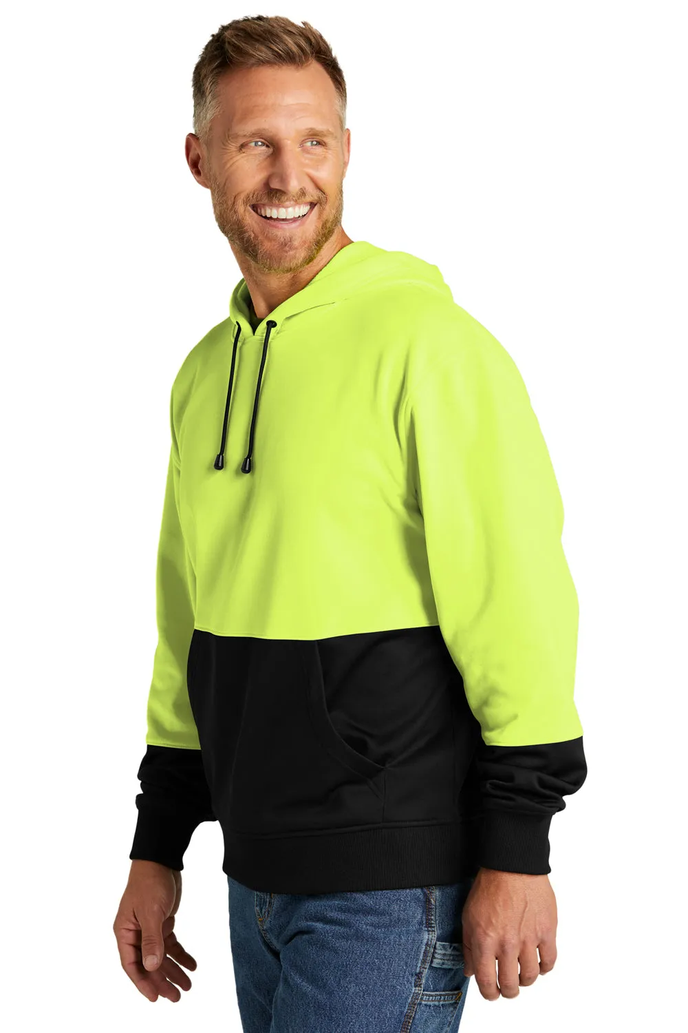 Pull à capuche en polaire pour hommes CornerStone avec poche kangourou - Jaune de sécurité, évacuation de l'humidité et visibilité accrue