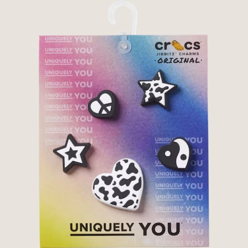 Crocs Mono Noir et Blanc Lot de 5 Chaussures avec Charms Jibbitz