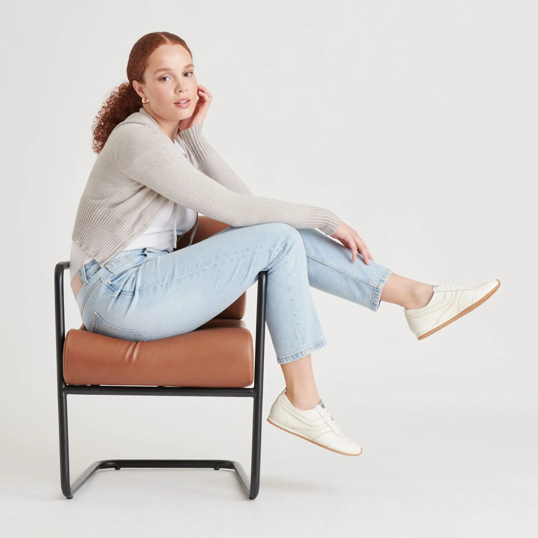 DELANY SNEAKERS CUIR BLANC CASSÉ