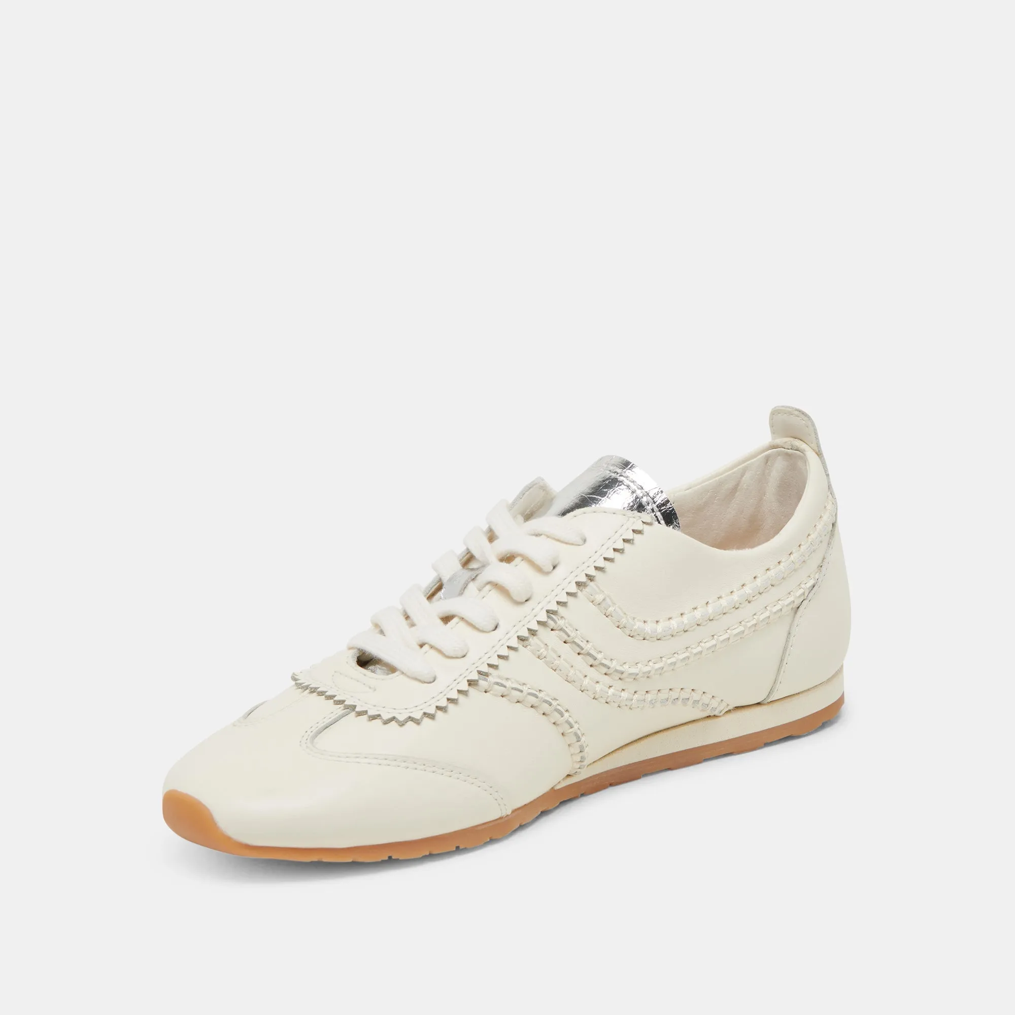 DELANY SNEAKERS CUIR BLANC CASSÉ