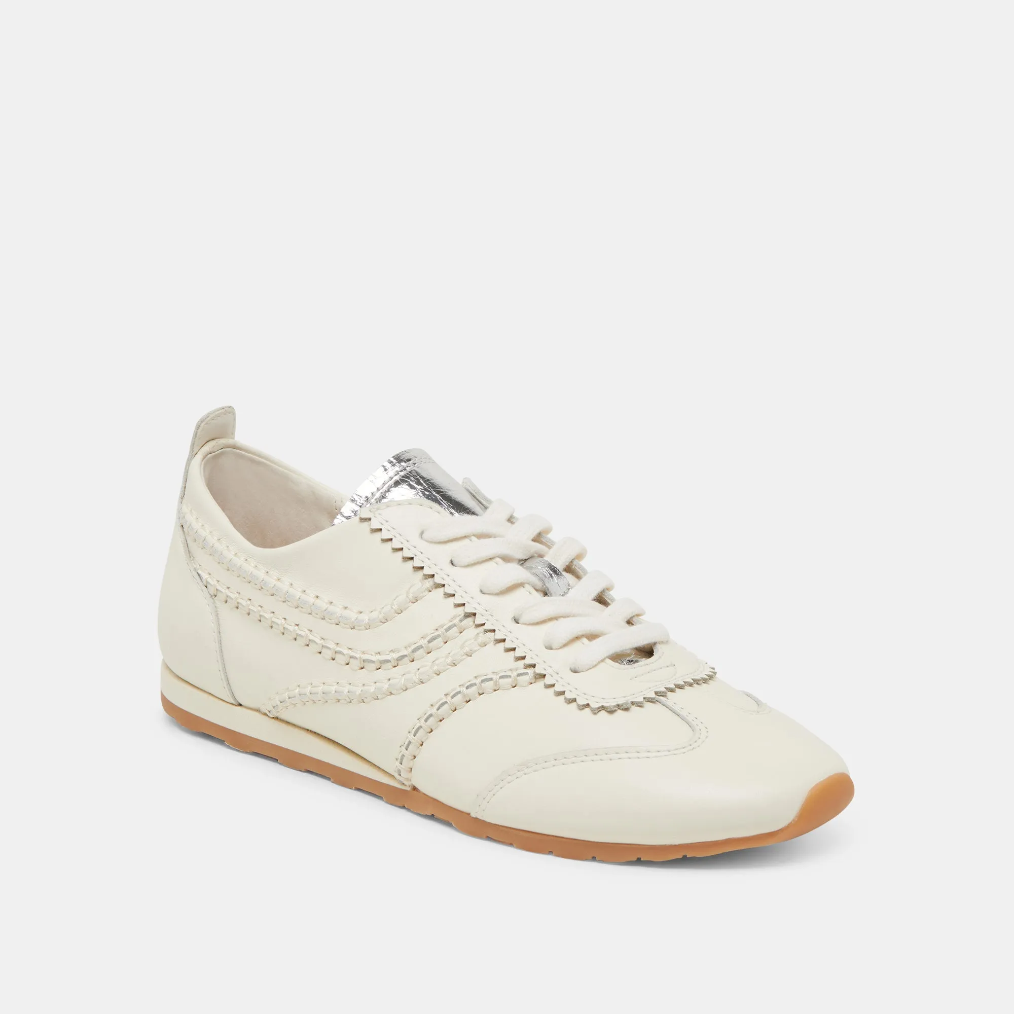 DELANY SNEAKERS CUIR BLANC CASSÉ