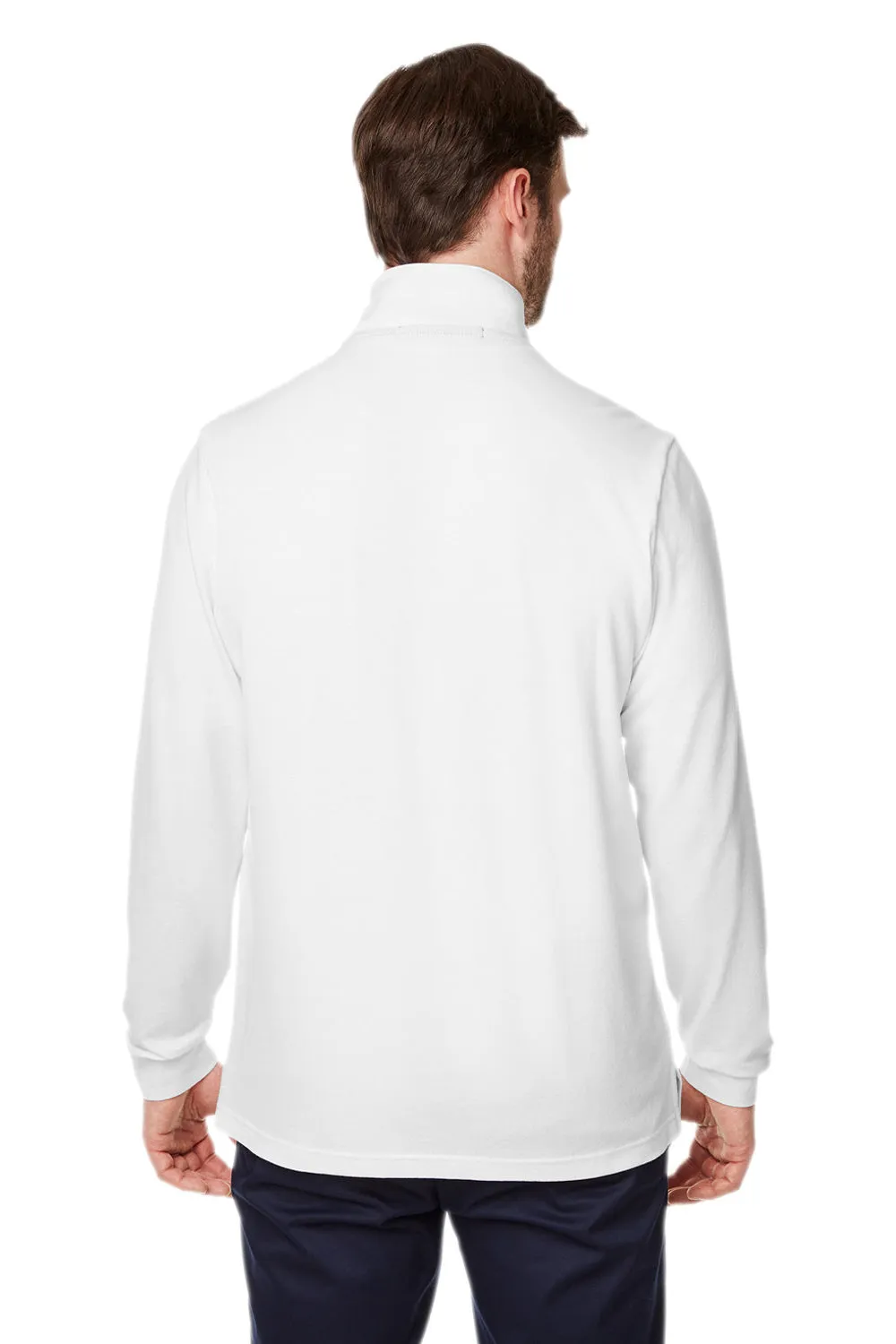 Devon & Jones Hommes Nouveaux Classiques Sweat-Shirt Performance 1/4 Zip à Poche avec Évacuation de l'Humidité - Blanc