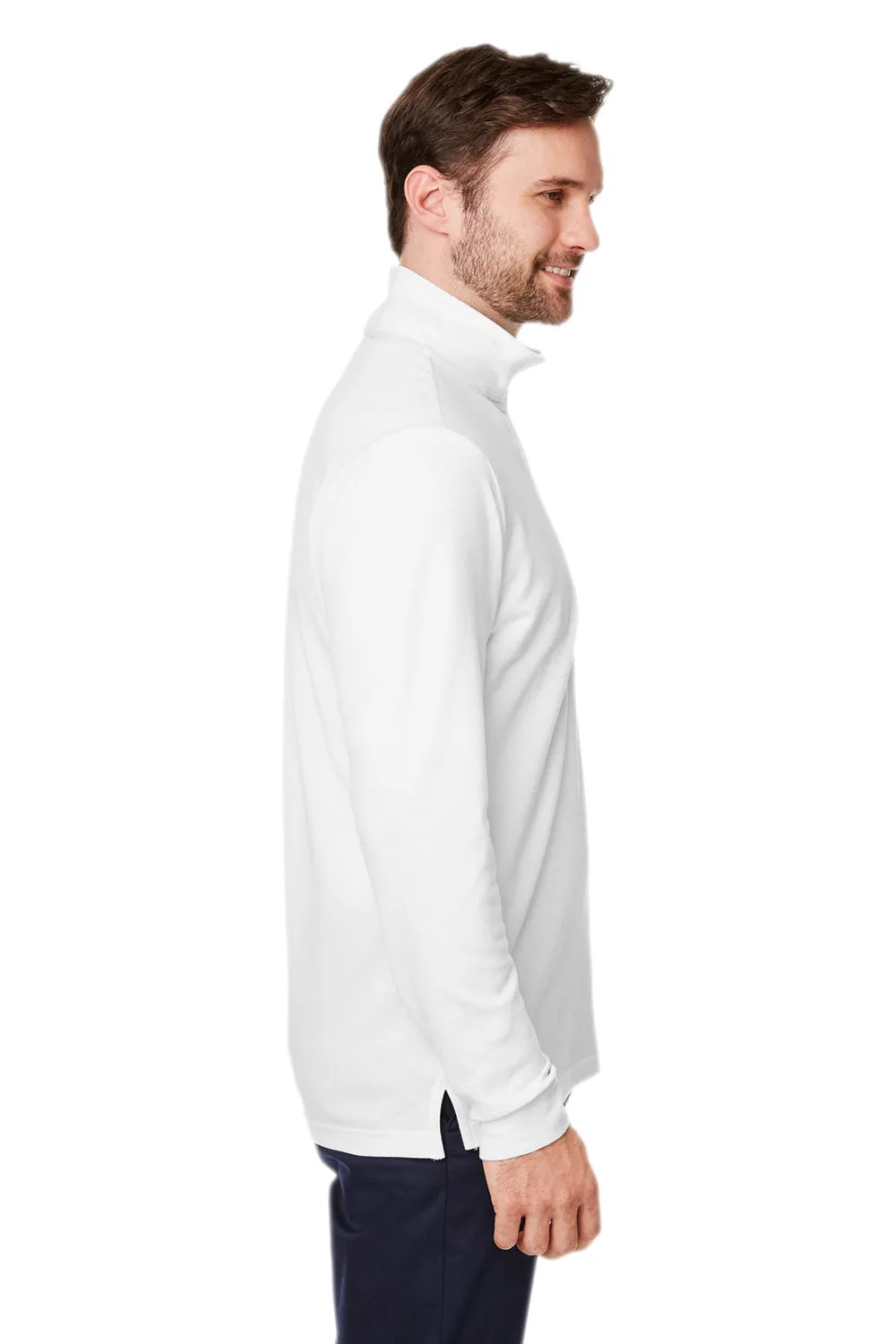 Devon & Jones Hommes Nouveaux Classiques Sweat-Shirt Performance 1/4 Zip à Poche avec Évacuation de l'Humidité - Blanc