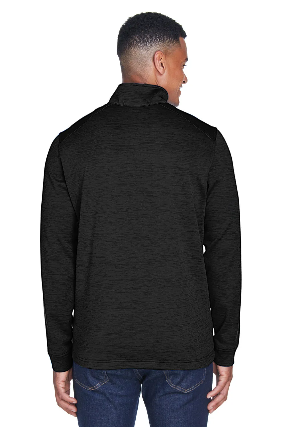 Devon & Jones Hommes Pull à col zippé 1/4 Newbury en polaire avec poche kangourou - Noir chiné